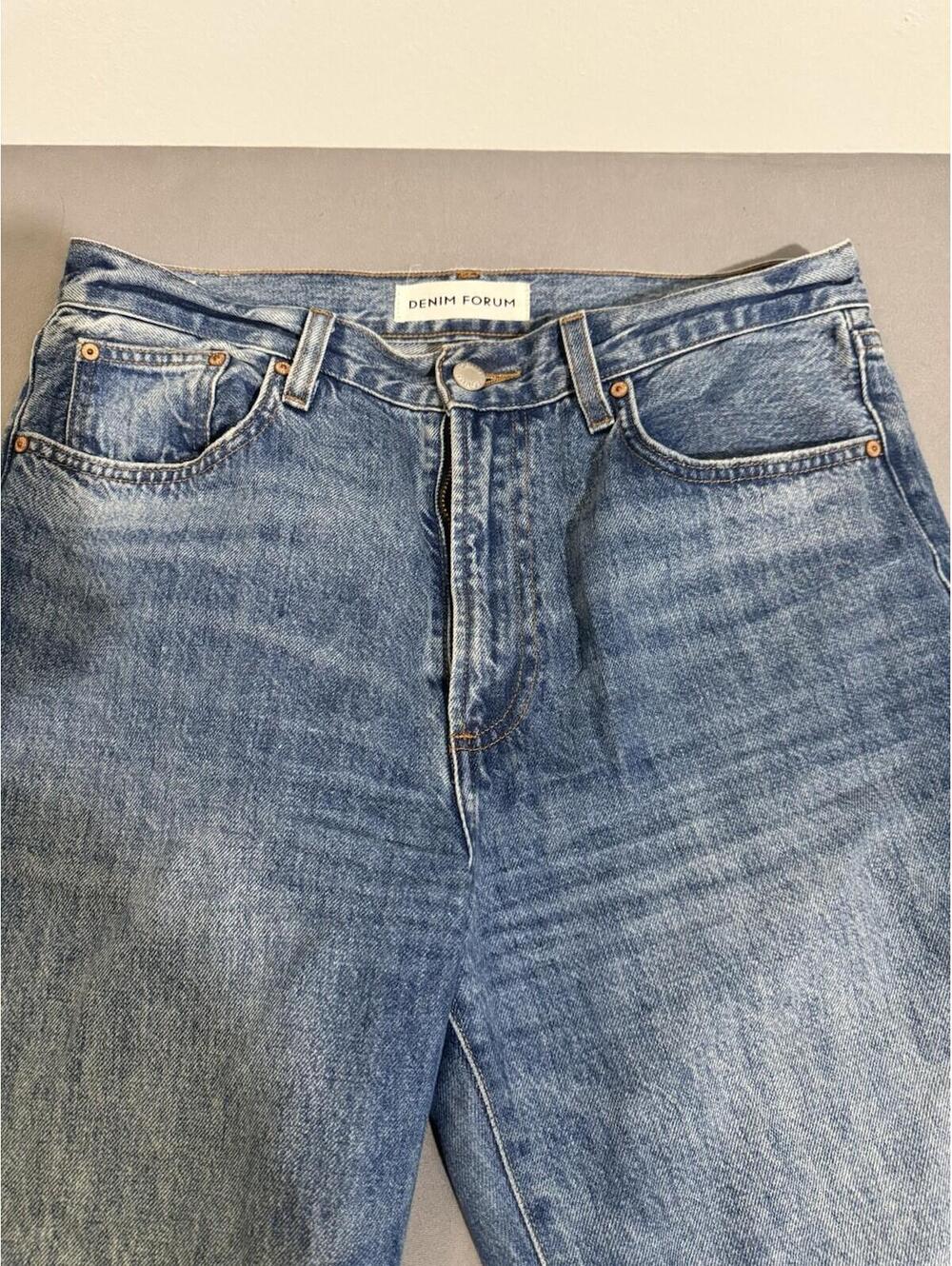 Denim Forum Farrah Hi-Rise Wide Jeans Womens 29 Medium Wash Blue Wide Leg Denim